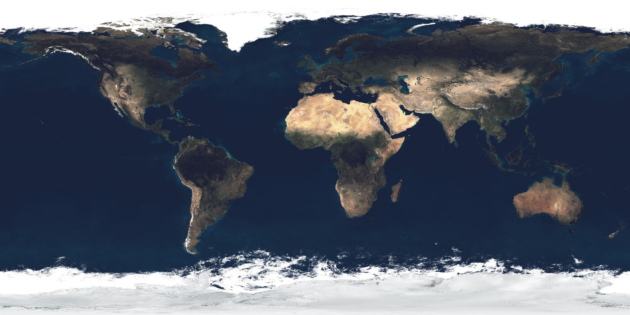Satellite-style world map used for the A Small Green World interactive plant world.